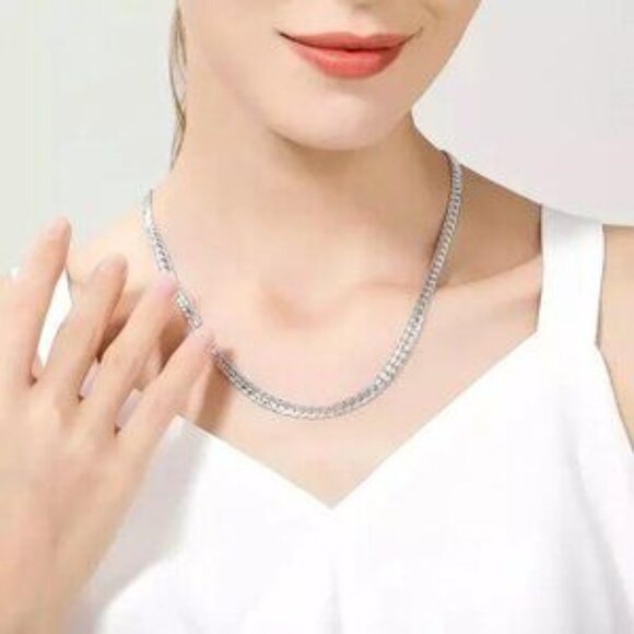 Jewelry - S925 Sterling Silver 45cm 5MM Full Sideways Chain Necklace